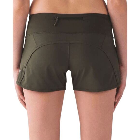 LULULEMON ATHLETICA Run Times Short (4') In Dark Olive Size 4 - Picture 1 of 4